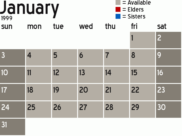 Missionary Dinner Calendar