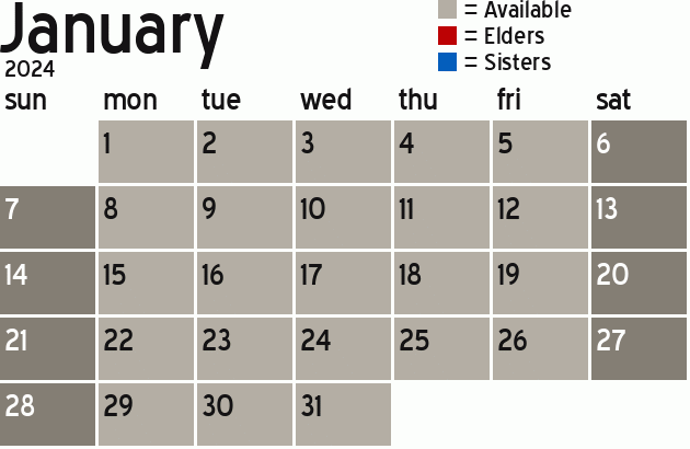 Missionary Dinner Calendar