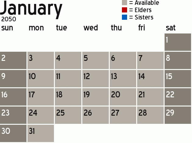 Missionary Dinner Calendar