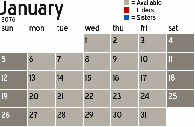 Missionary Dinner Calendar