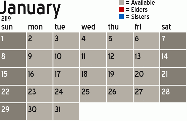 Missionary Dinner Calendar