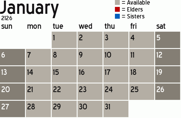 Missionary Dinner Calendar