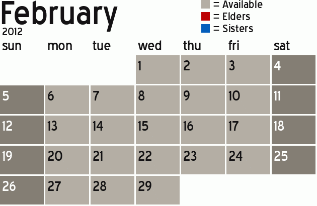 Missionary Dinner Calendar