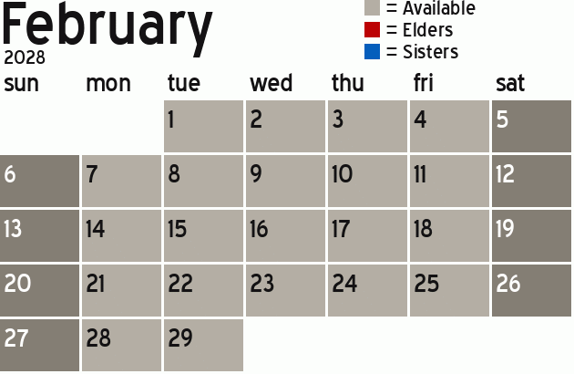 Missionary Dinner Calendar