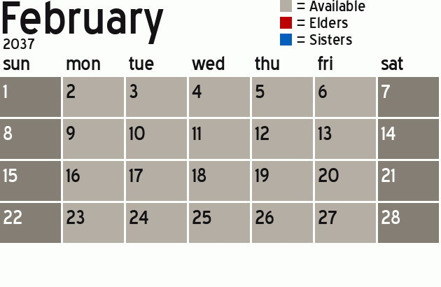 Missionary Dinner Calendar