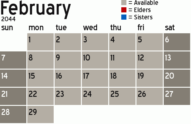 Missionary Dinner Calendar