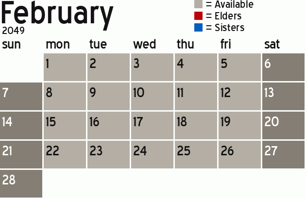 Missionary Dinner Calendar