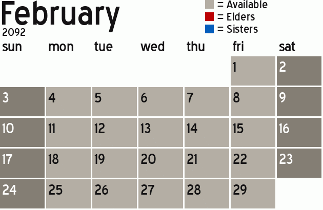 Missionary Dinner Calendar