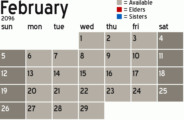 Missionary Dinner Calendar