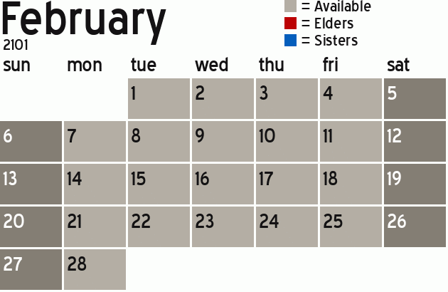 Missionary Dinner Calendar