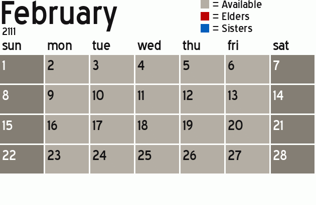 Missionary Dinner Calendar