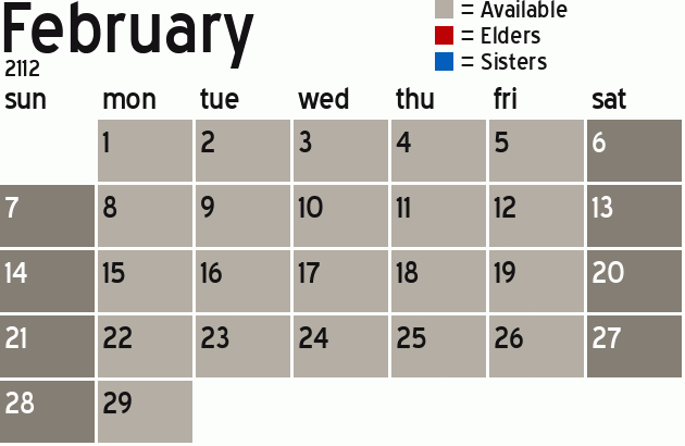 Missionary Dinner Calendar