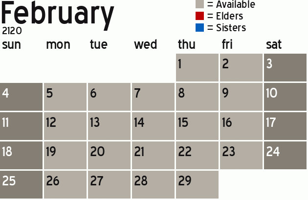 Missionary Dinner Calendar