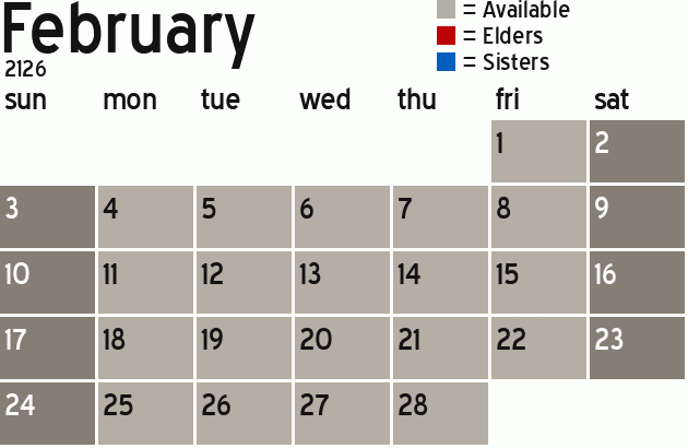 Missionary Dinner Calendar