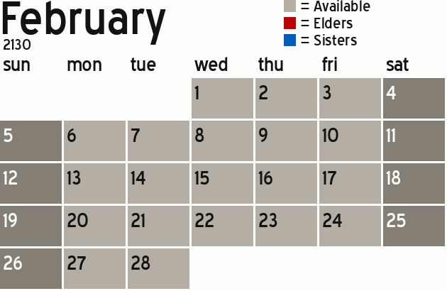 Missionary Dinner Calendar