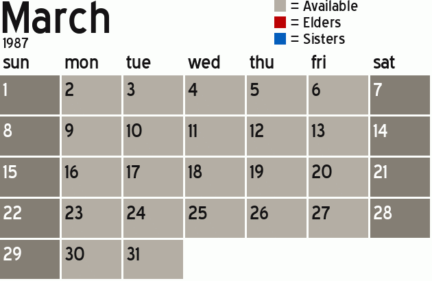 Missionary Dinner Calendar