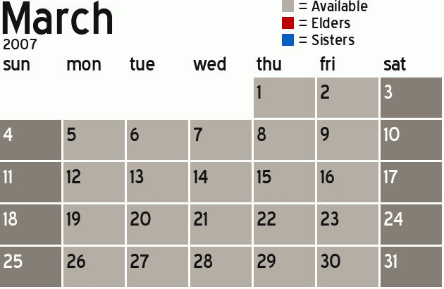 Missionary Dinner Calendar