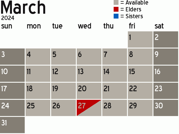 Missionary Dinner Calendar