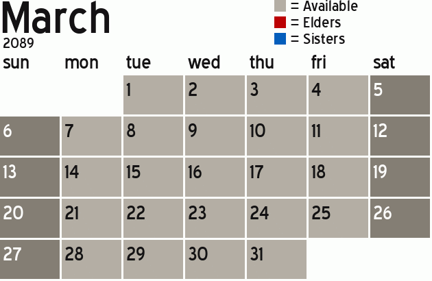 Missionary Dinner Calendar