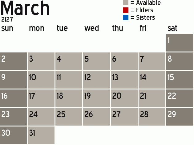 Missionary Dinner Calendar