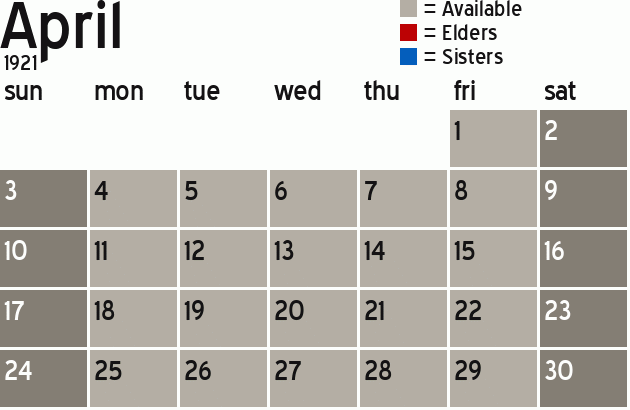 Missionary Dinner Calendar