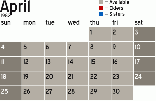 Missionary Dinner Calendar
