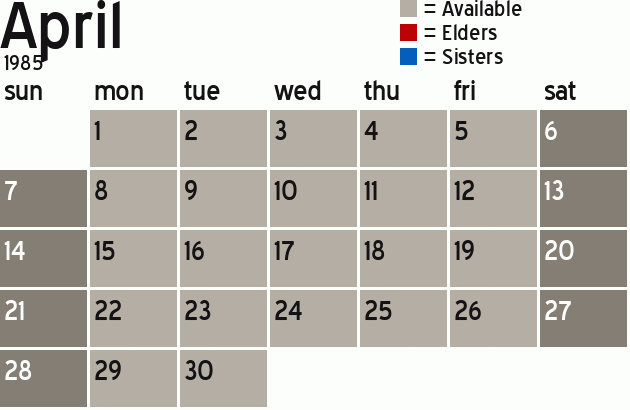 Missionary Dinner Calendar