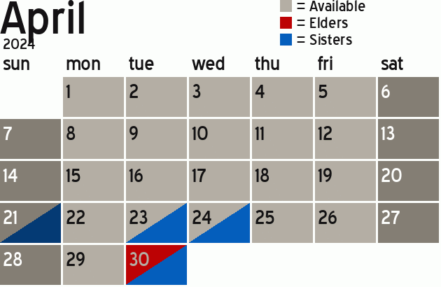Missionary Dinner Calendar