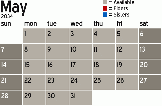 Missionary Dinner Calendar