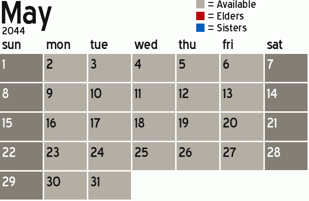Missionary Dinner Calendar