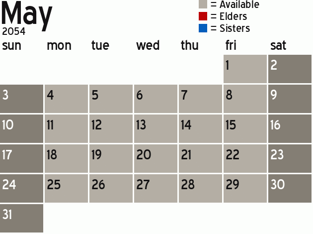 Missionary Dinner Calendar