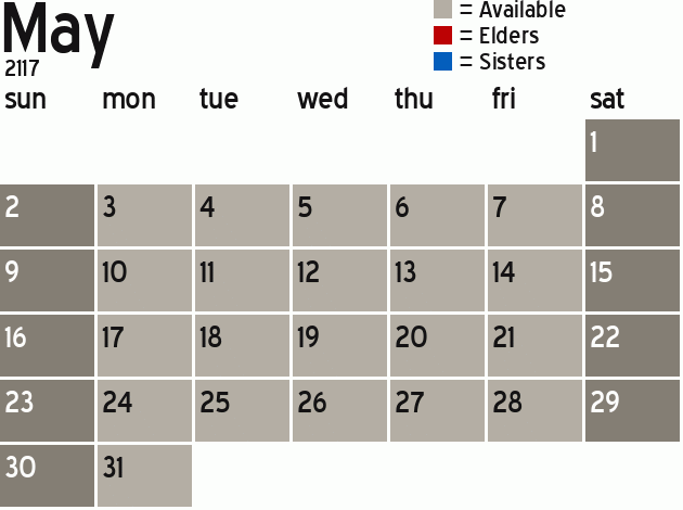 Missionary Dinner Calendar