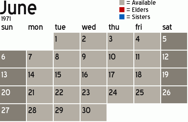 Missionary Dinner Calendar
