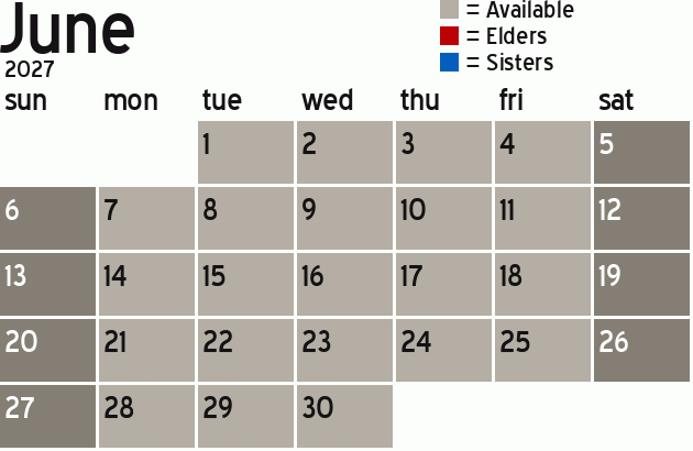 Missionary Dinner Calendar