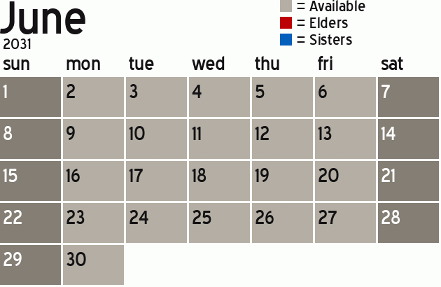 Missionary Dinner Calendar