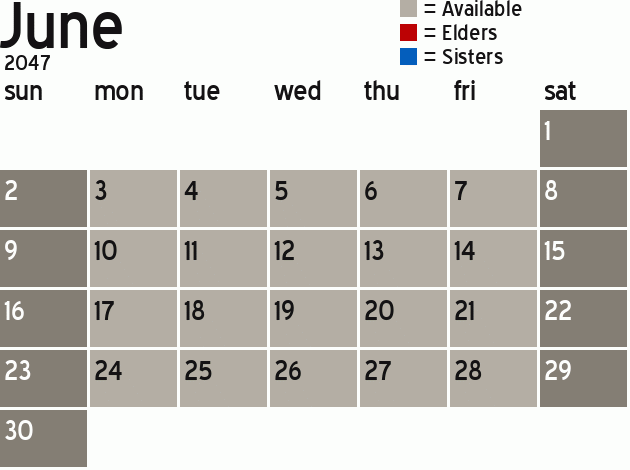 Missionary Dinner Calendar