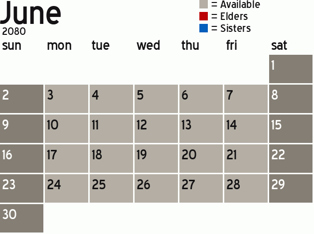 Missionary Dinner Calendar