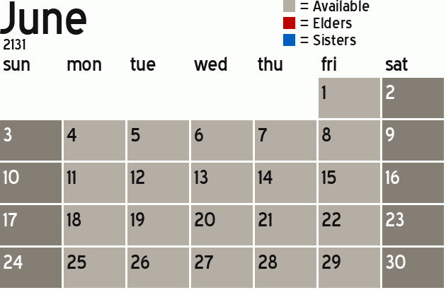 Missionary Dinner Calendar