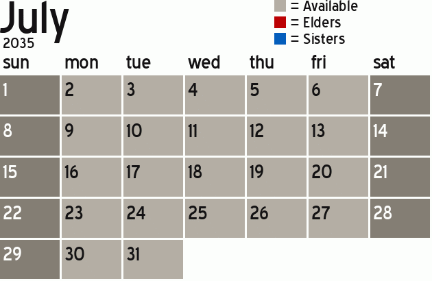 Missionary Dinner Calendar