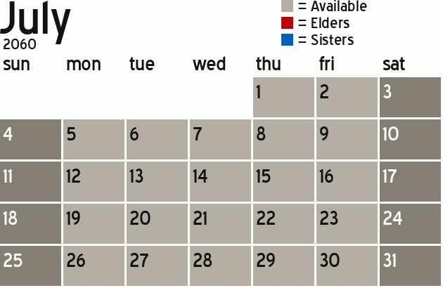 Missionary Dinner Calendar