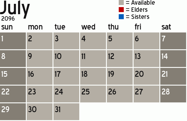 Missionary Dinner Calendar