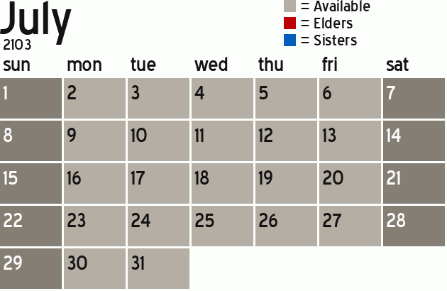 Missionary Dinner Calendar