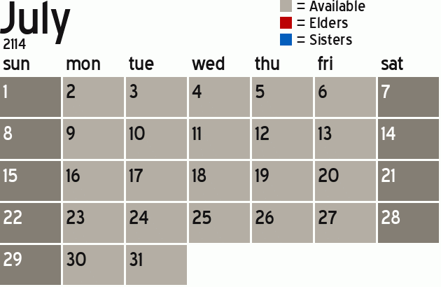 Missionary Dinner Calendar