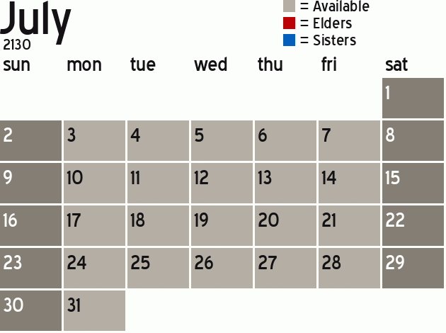 Missionary Dinner Calendar