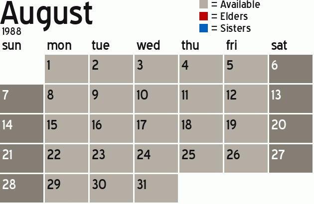 Missionary Dinner Calendar