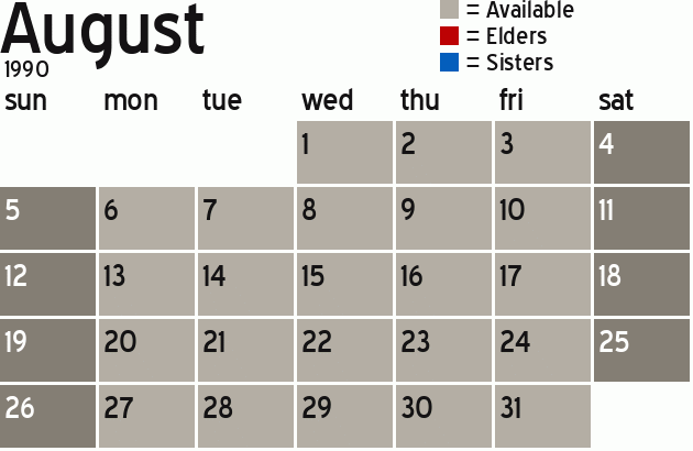 Missionary Dinner Calendar