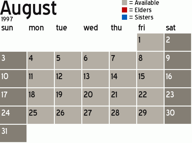 Missionary Dinner Calendar