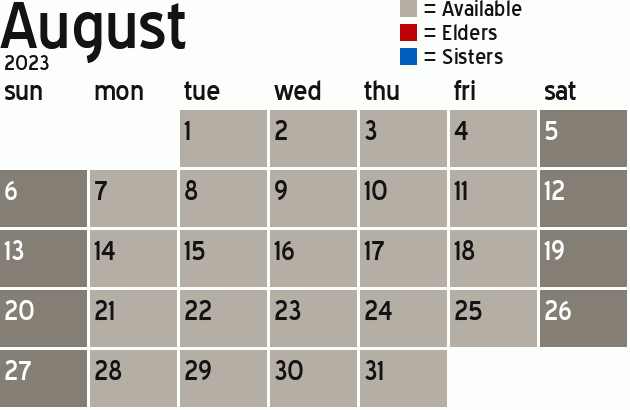 Missionary Dinner Calendar