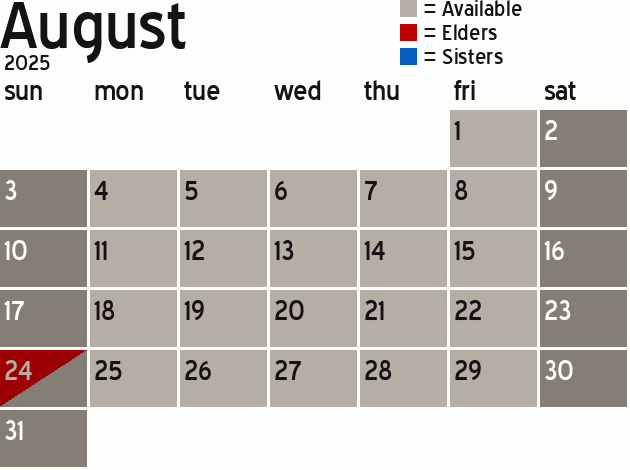 Missionary Dinner Calendar