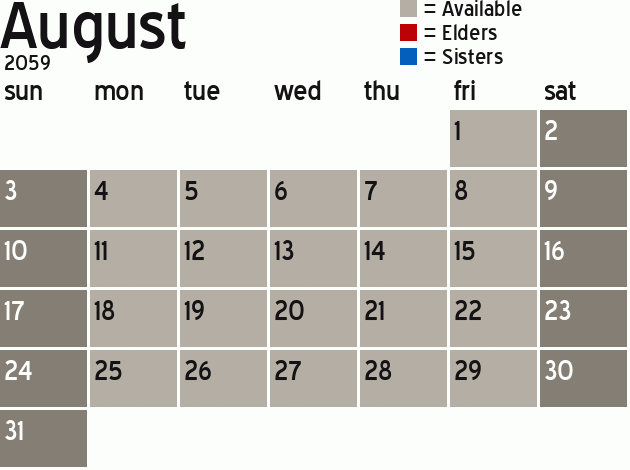 Missionary Dinner Calendar